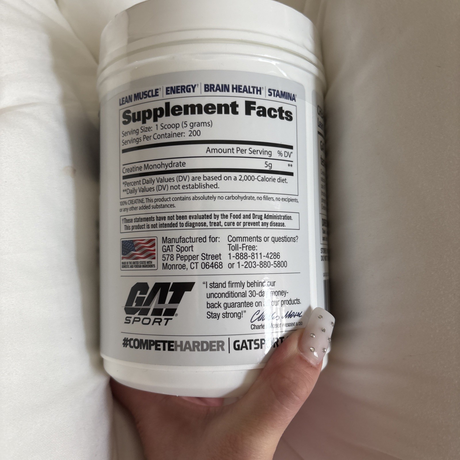 GAT Sport Creatine Monohydrate Powder 33.3 Oz Container Exp Date 03/2029