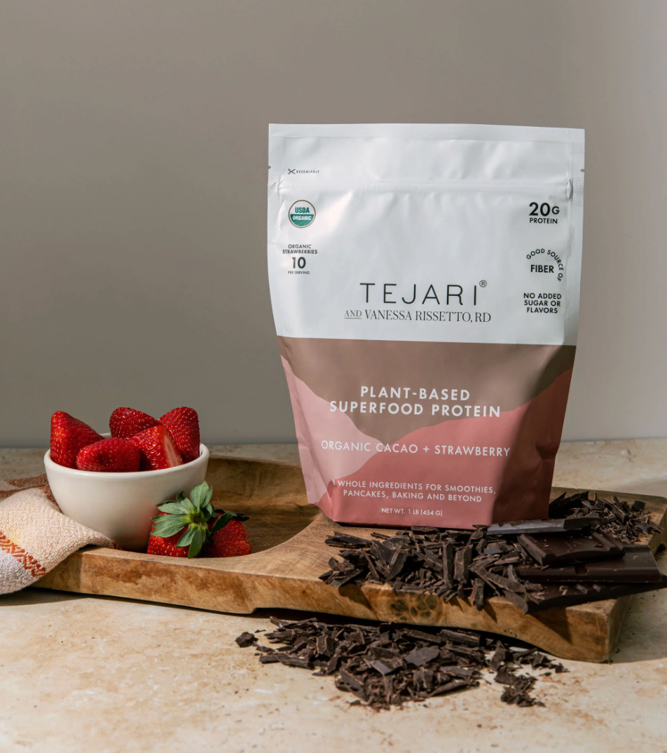 Organic Tejari Plant-Based Superfood Protein Organic Cacao + Strawberry 1lb 2027