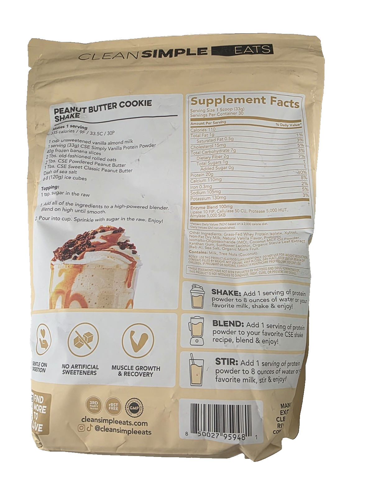 Clean Simple Eats Vanilla and Mint Chocolate Whey Protein – 20 Grams Protein