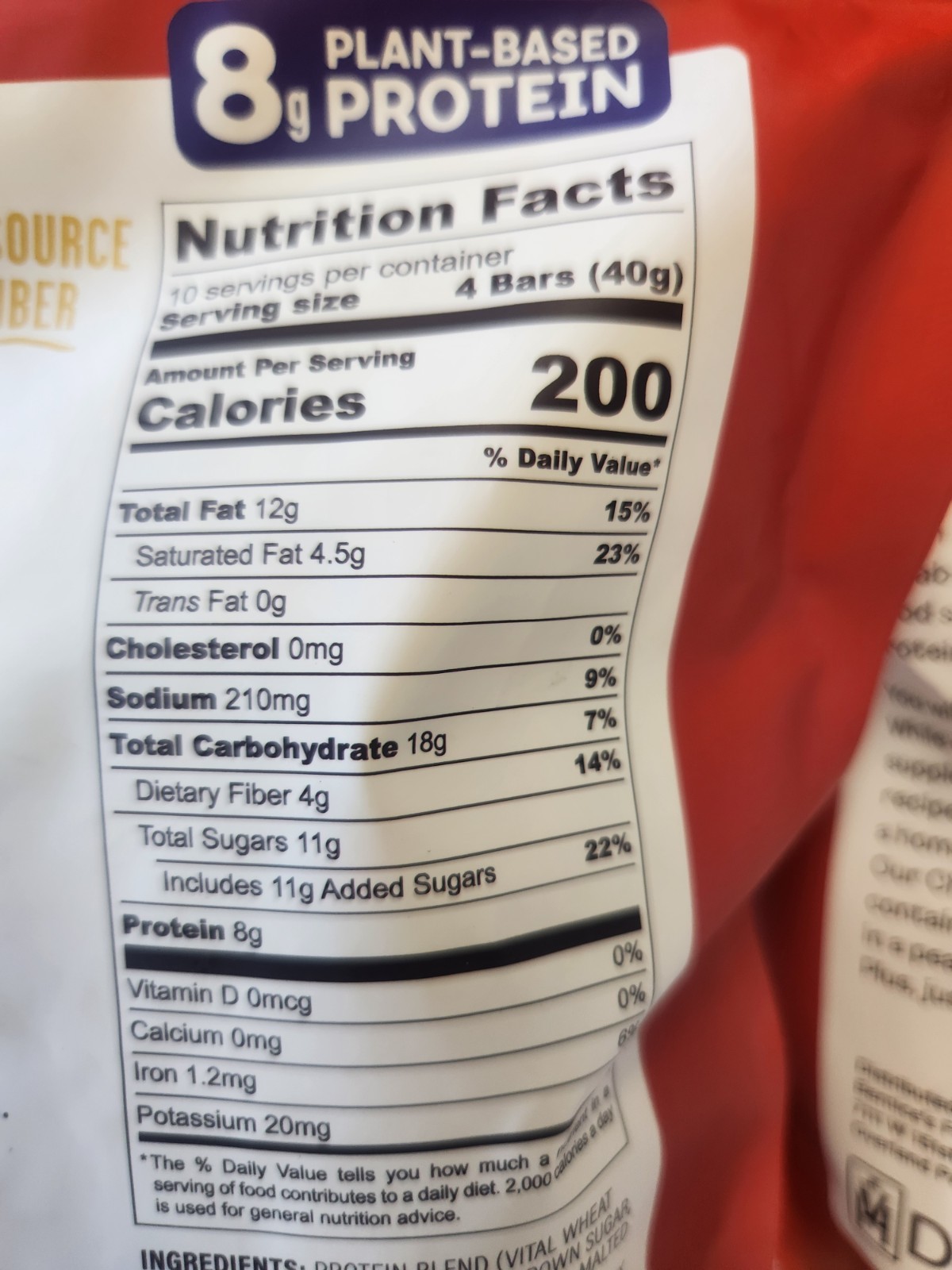 2-PACK Homeland Protein Cookie Bars Chocolate Chip 14.1 oz each bag