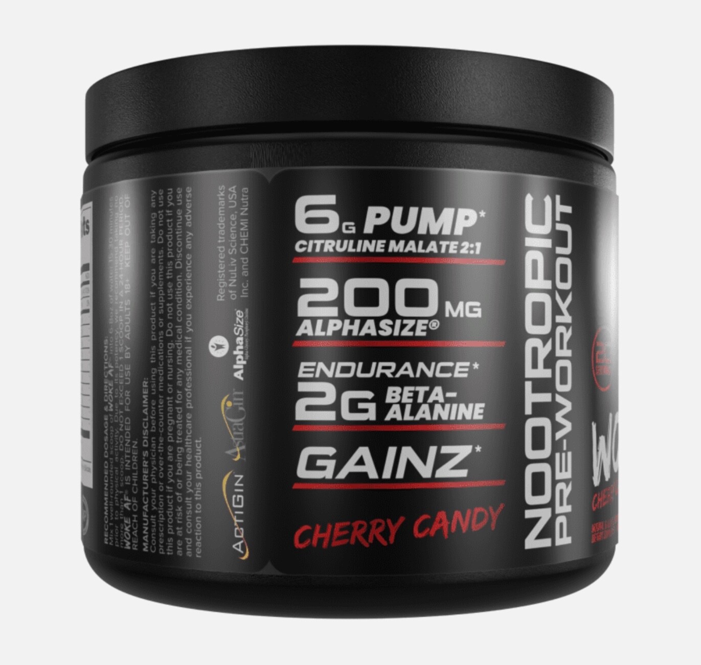 Bucked Up Woke AF Cherry Candy Nootropic Pre-Workout Powder 20 Servings Exp 5/26