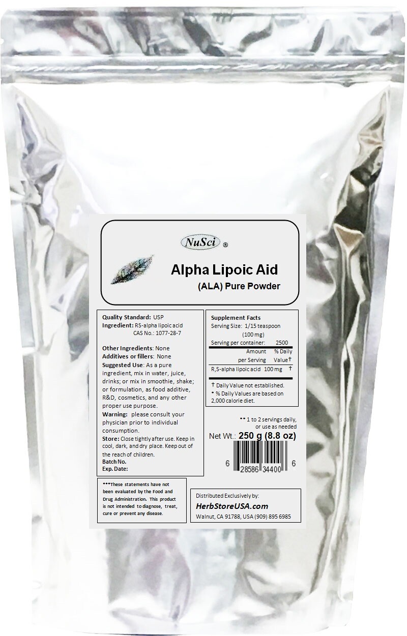 NuSci Alpha Lipoic Acid ALA 50g (1.76oz) Powder Pure Skincare antioxidant