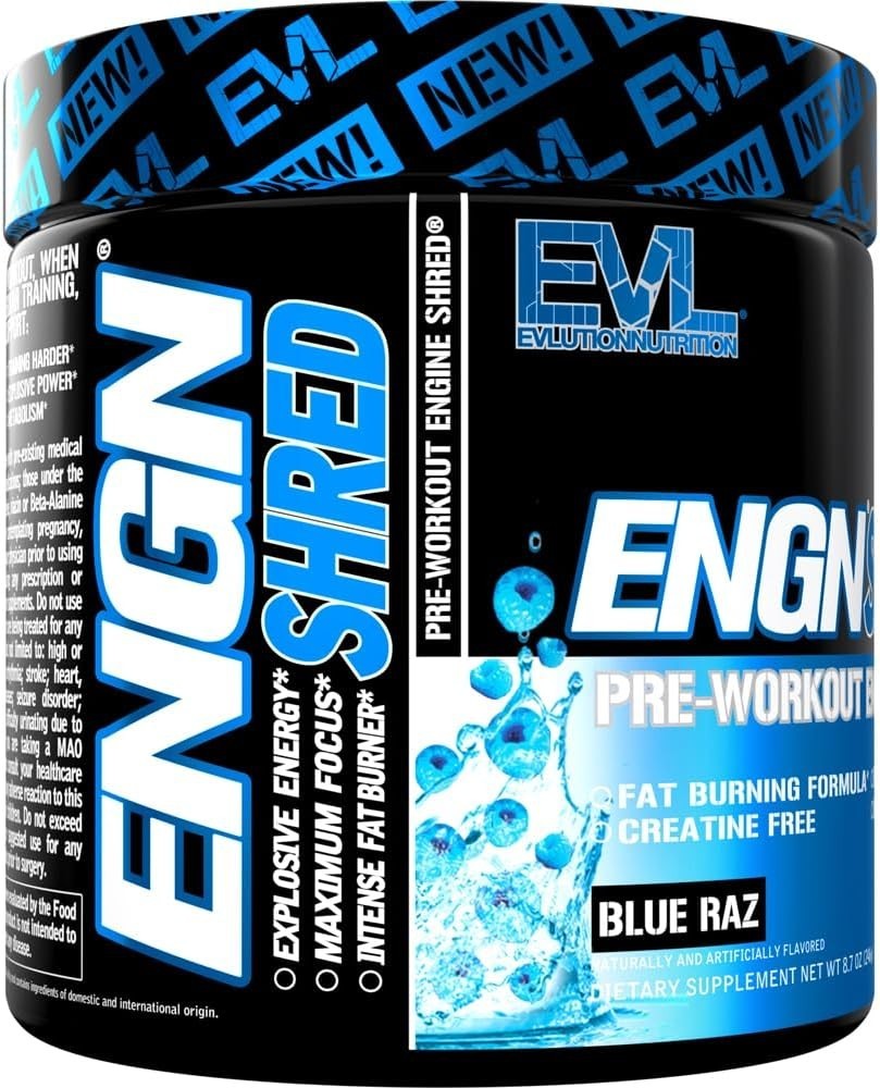 ENGN Shred Blue Raz Pre Workout Powder – Thermogenic Fat Burn Support – 9.1oz