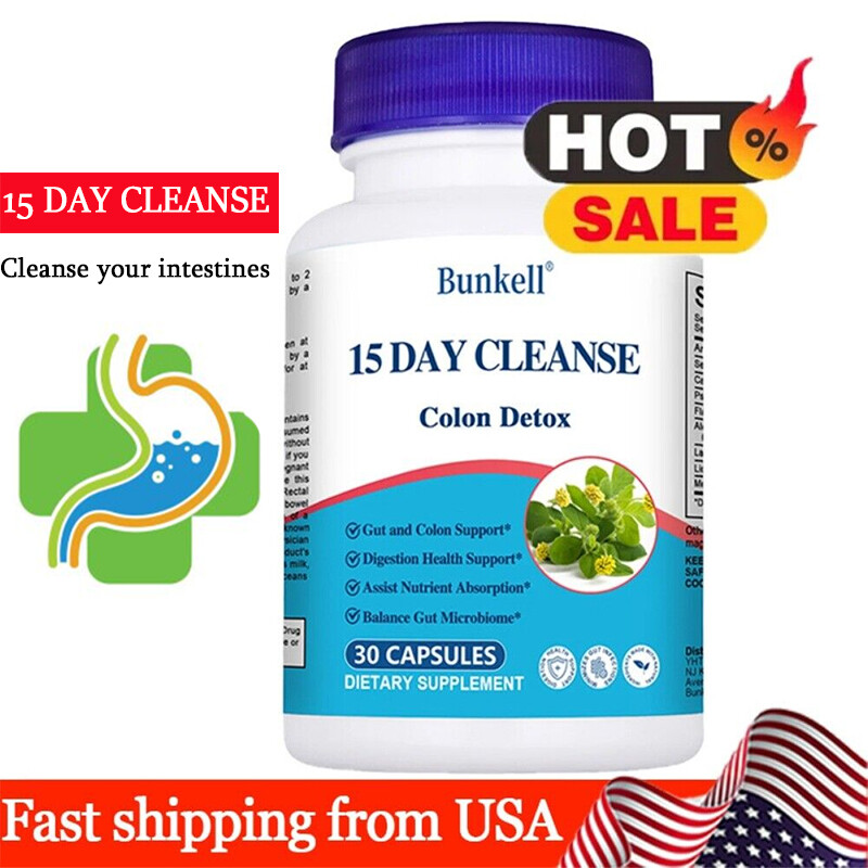 15Day Intestinal Cleanse Detox Caps-with Senna,Psyllium Husk and Flaxseed,30Caps