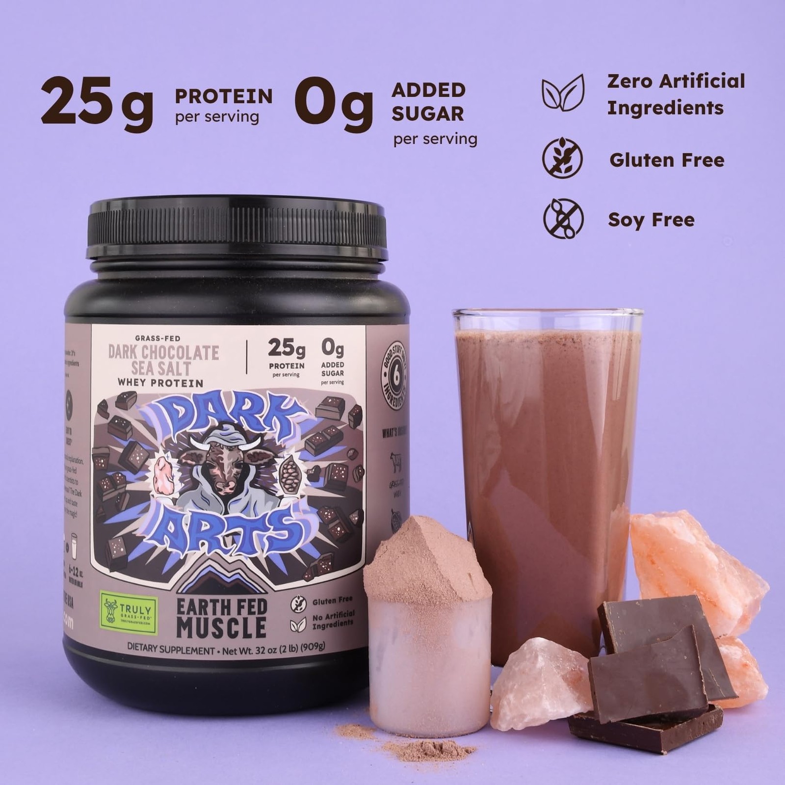 Earth Fed Muscle Dark Arts Irish Grass Fed Whey Protein Isolate, Third-Party …