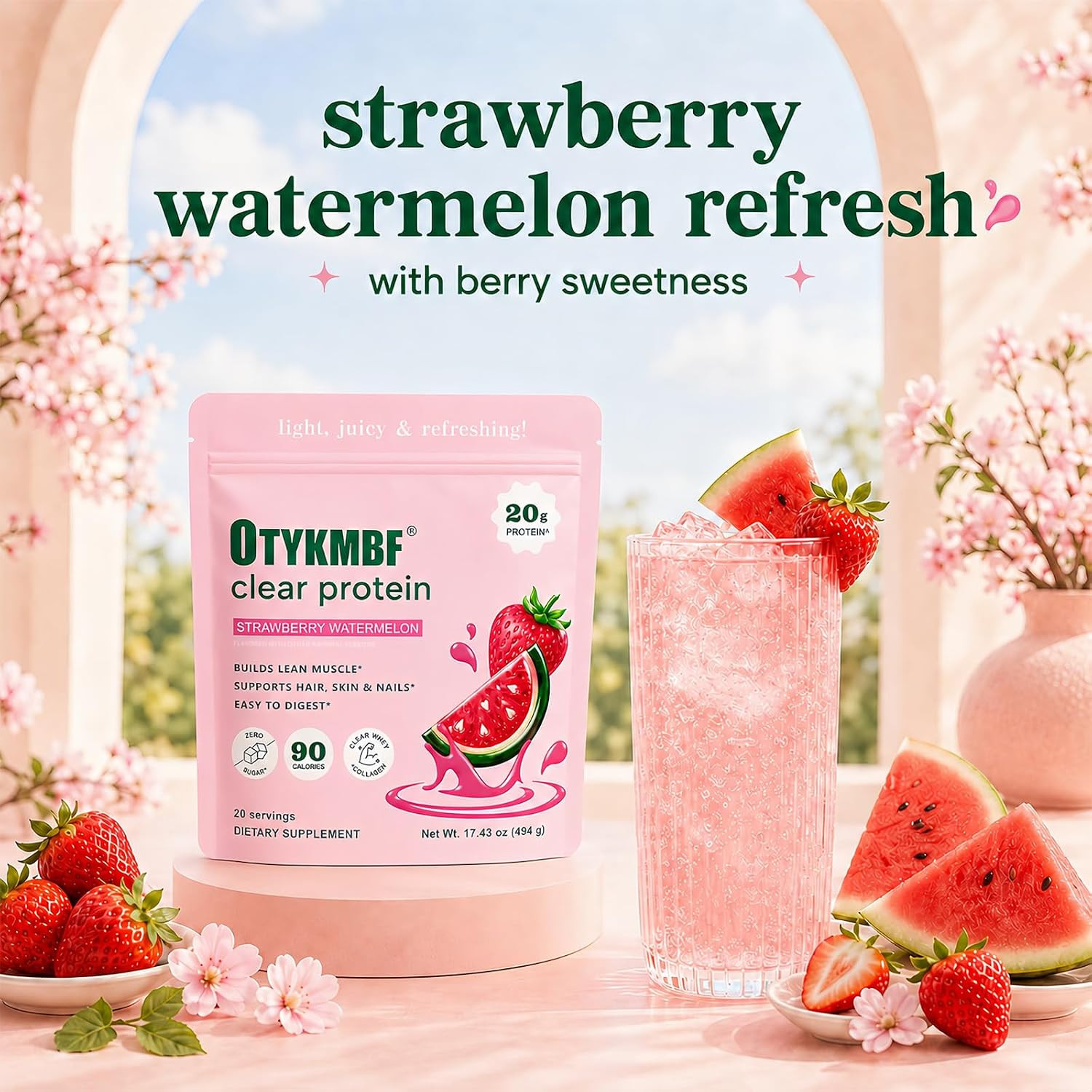 Clear Protein Powder 494G, Raspberry Lemon, 20G Protein, Whey Protein Isolate wi