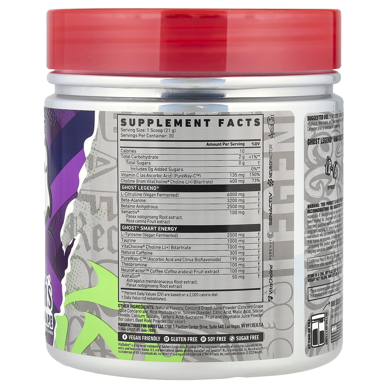 Legend® Pre-Workout, Welch’s® Grape, 22.2 oz (630 g)