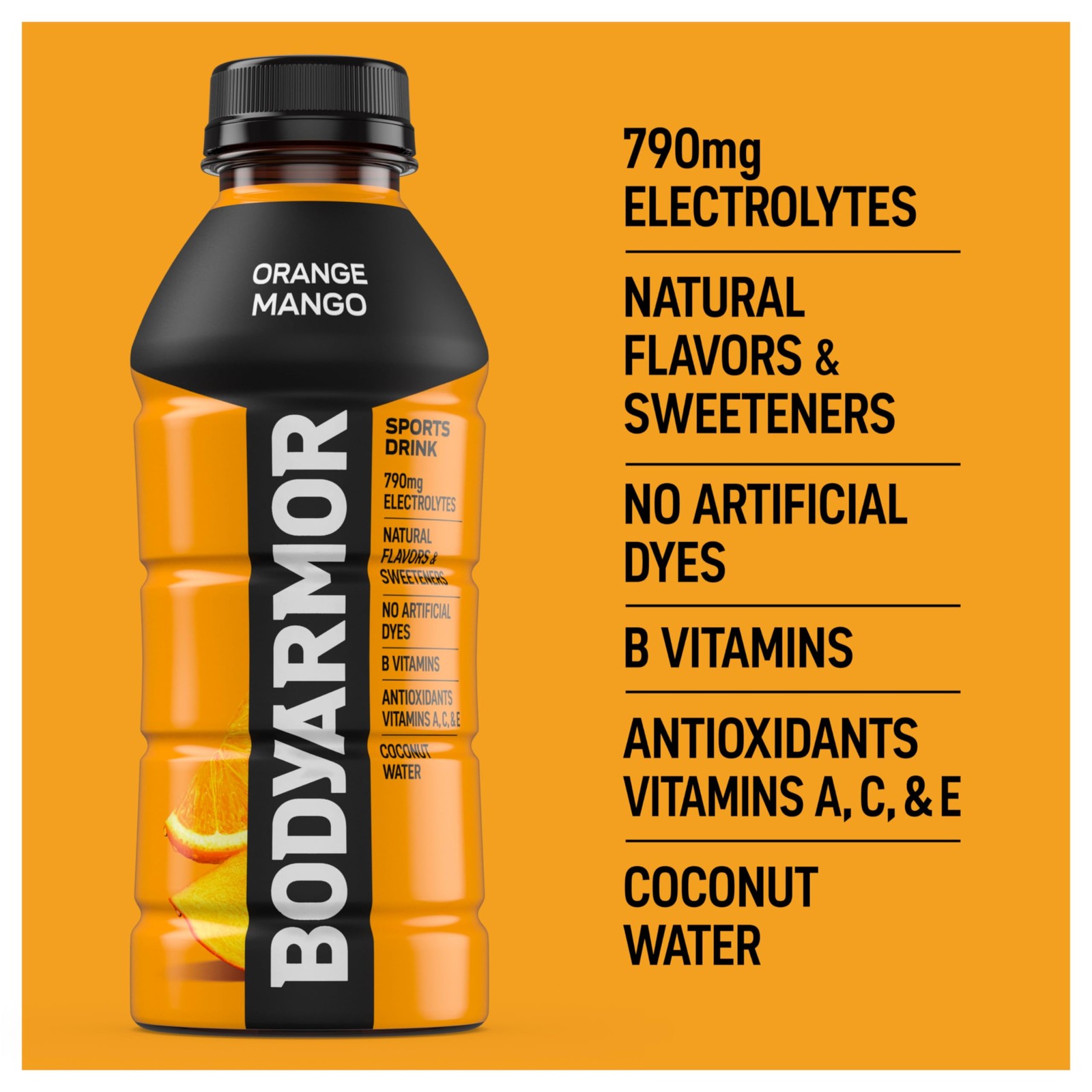 BODYARMOR Sports Drink Beverage, Orange Mango, 16 Ounce (Pack of 12)