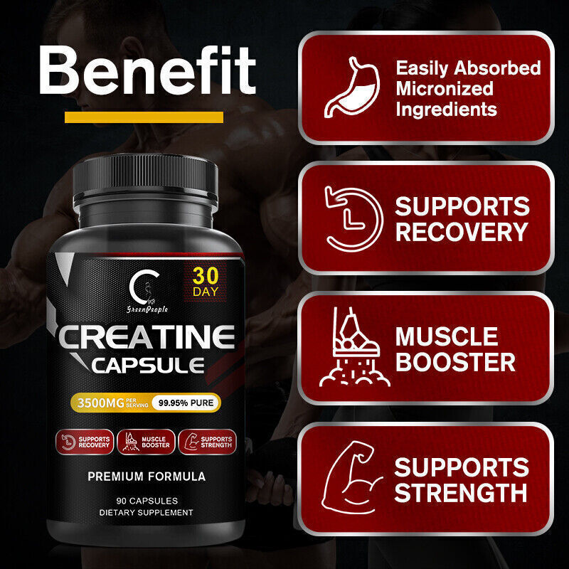 90 Capsules Creatine Monohydrate Pills Bodybuilding Muscle Growth Booster