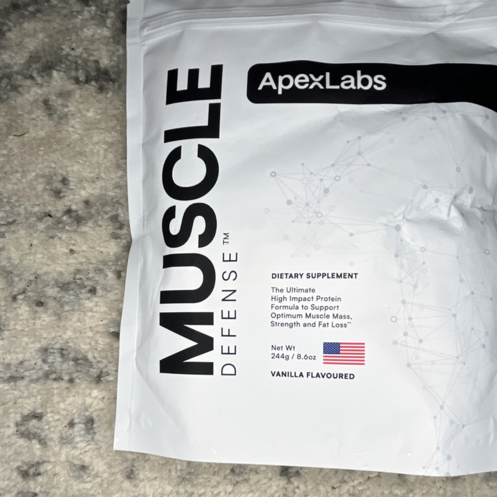 ApexLabs Muscle Defense High Protein Whey Powder, Vanilla Flavor 244g
