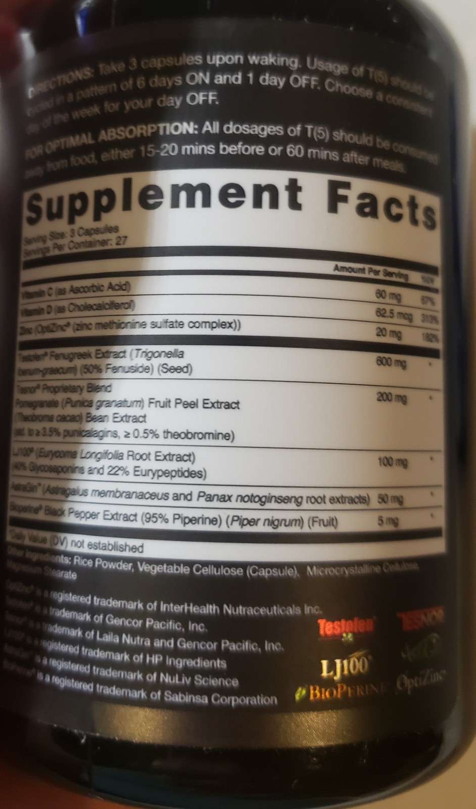 HPN T(5) Testosterone Optimization Booster | Natural 81 Count (Pack of 1)