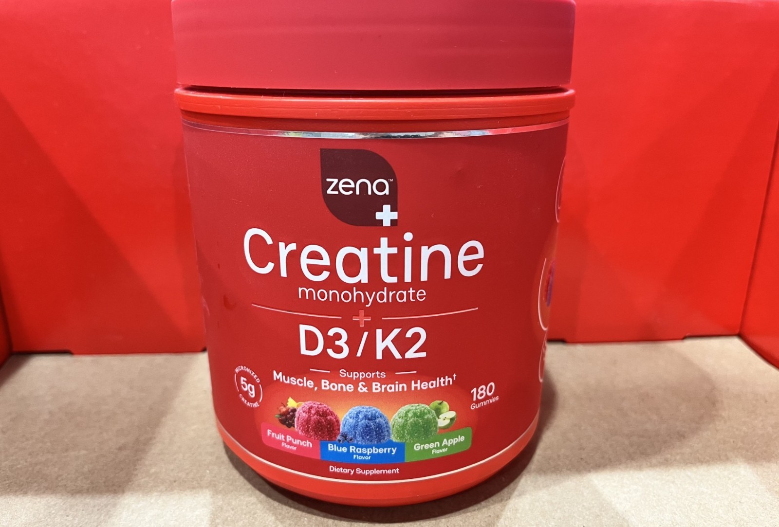 Zena Creatine Gummies D3 K2 Variety Pack Muscle Recovery Energy Supplement