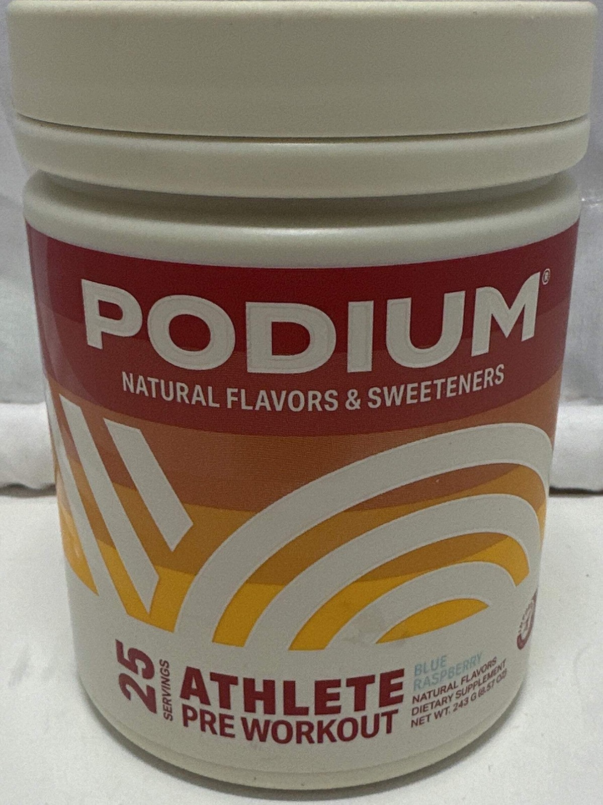 PODIUM Natural Flavors & Sweeteners Athlete Pre Workout Blue Raspberry Exp 03/26