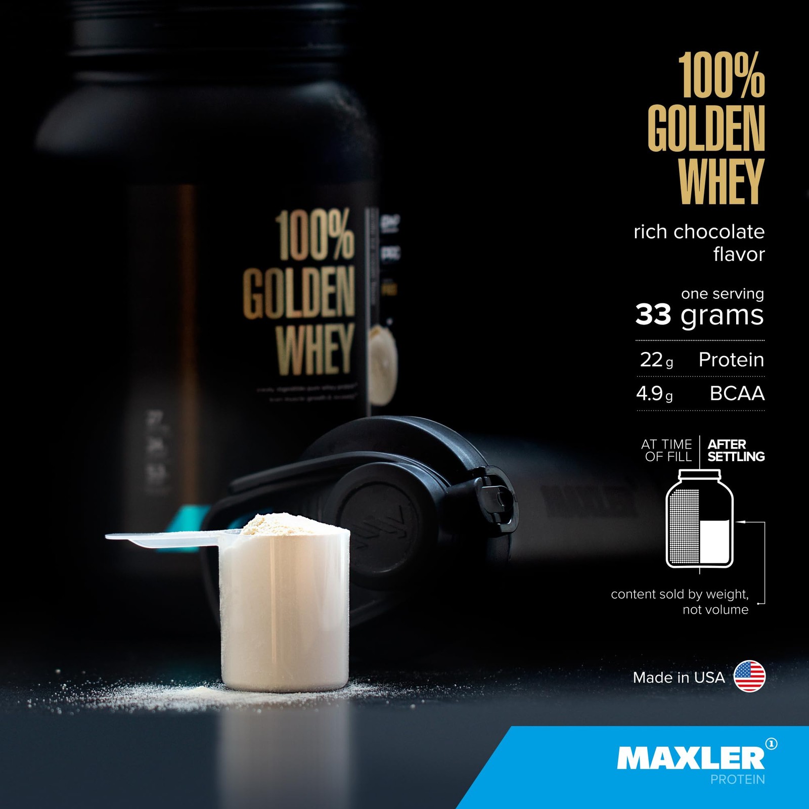 Maxler 100% Golden Whey Protein 22g of Protein per Serving Whey Protein Pow…