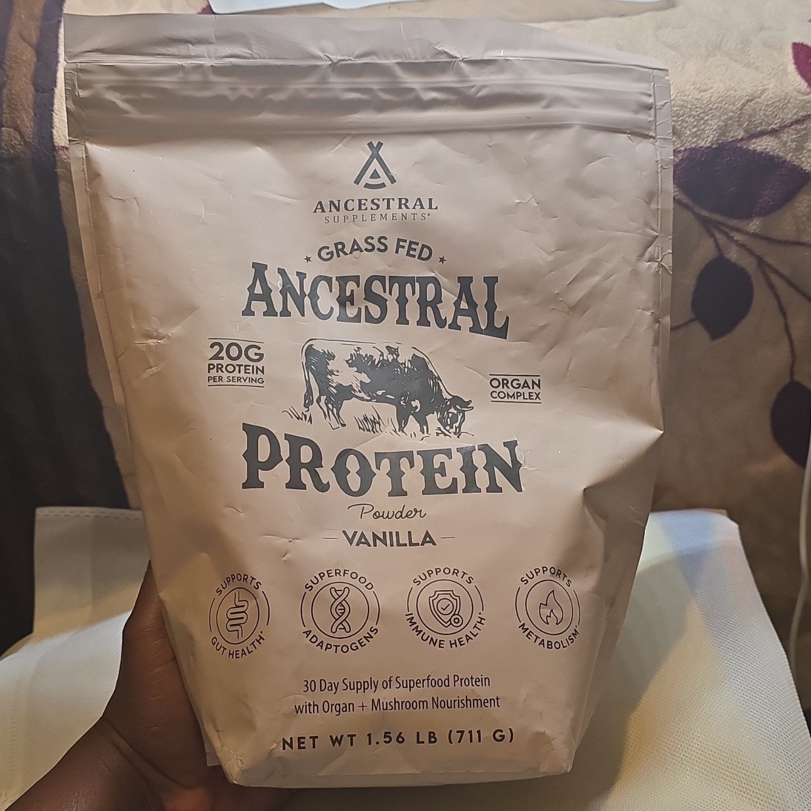 Ancestral Supplements Grass Fed Protein Powder Vanilla Bone Broth+Organ 1.56lb