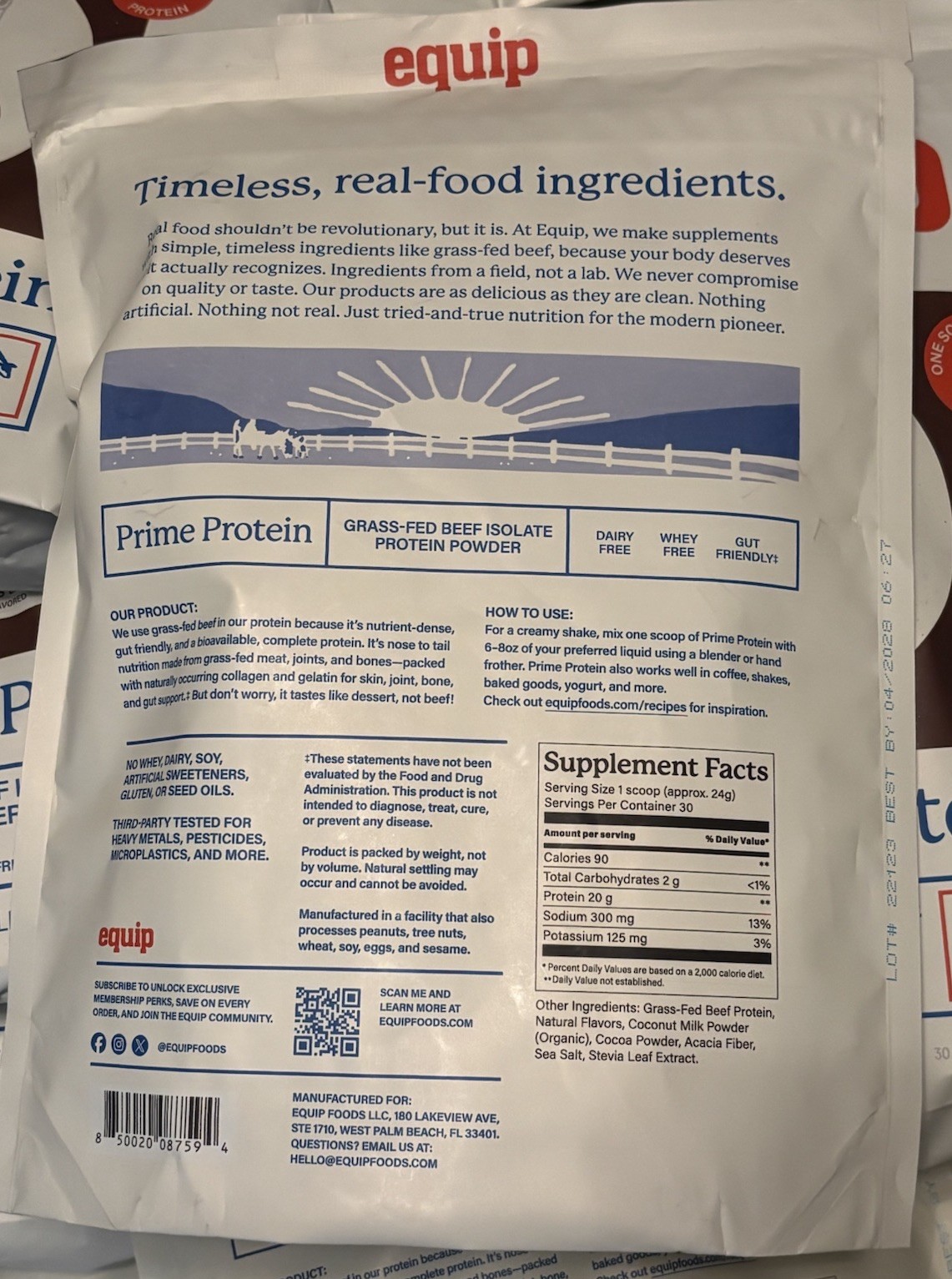 Equip Foods Prime Protein Powder Cookies & Cream, Grass Fed Beef Isolate, 1.57lb