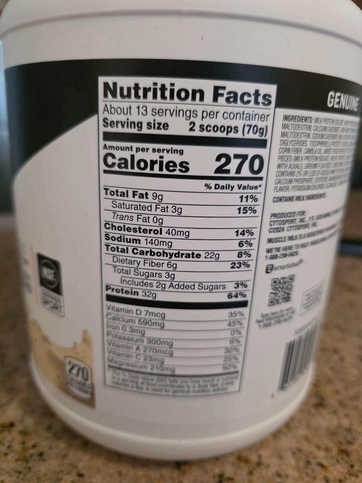 Muscle Milk Protein Powder Supplement – Strawberry 1.93lb exp 4/2027