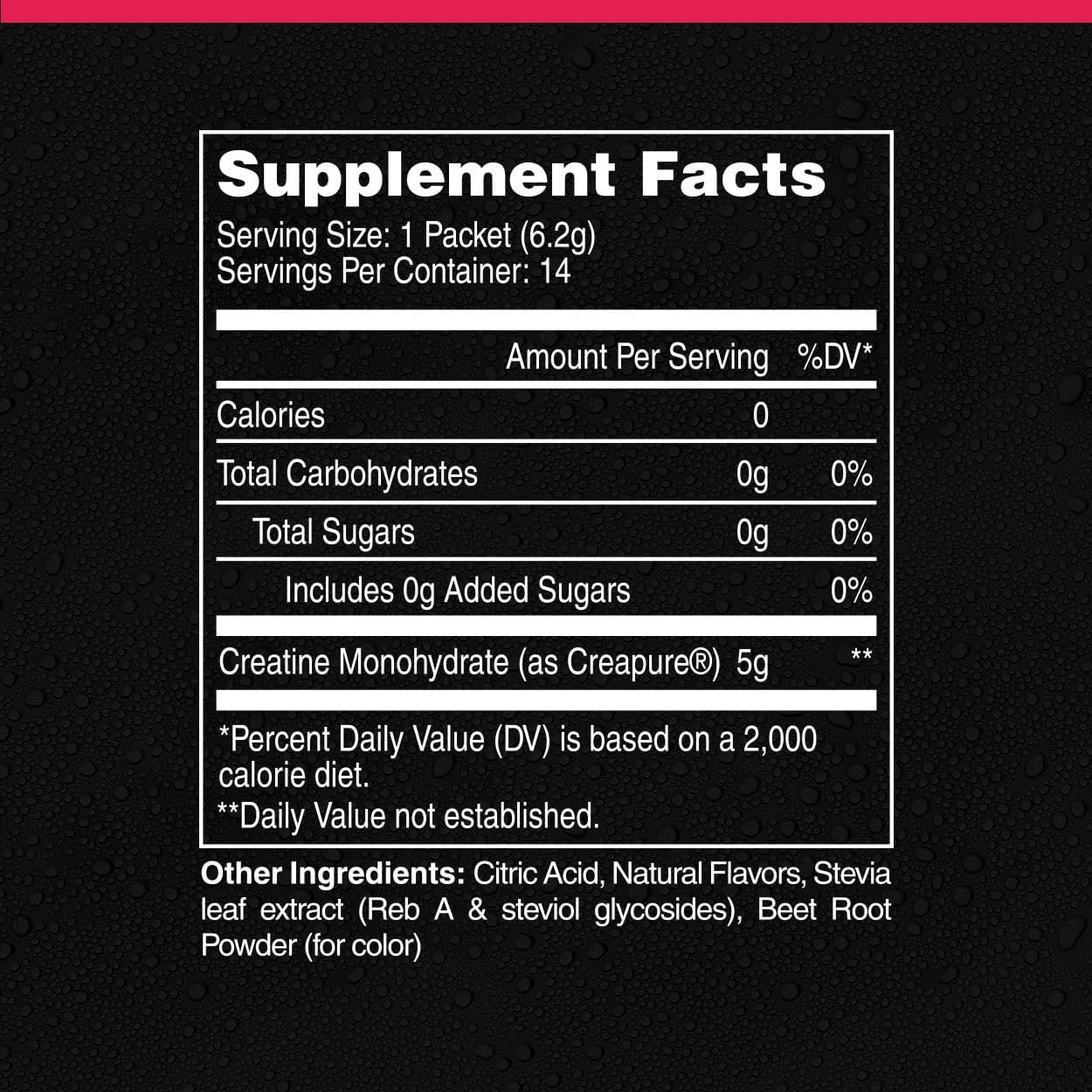 FITAID Creatine Powder, Watermelon Rush, 14 Packets, 14 Servings