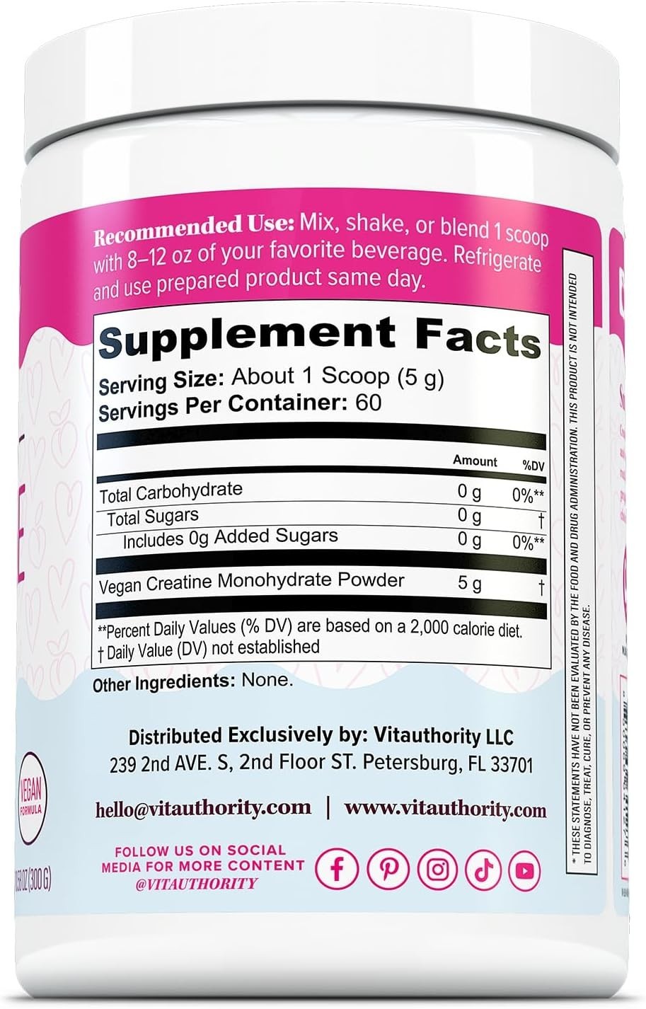 Micronized Creatine Monohydrate Supplement 5g Muscle Growth Support Unflavored