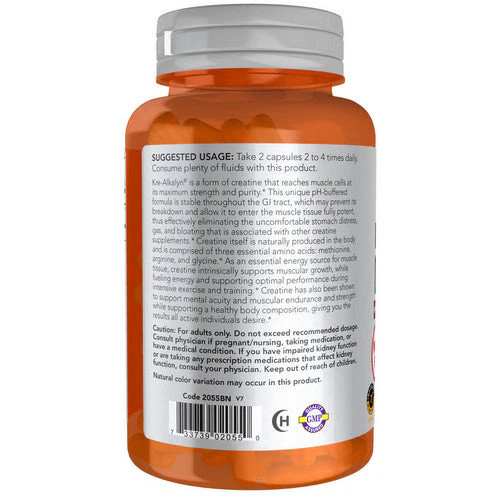 Kre Alkalyn Creatine 120 Veg Caps 750 Mg by Now Foods