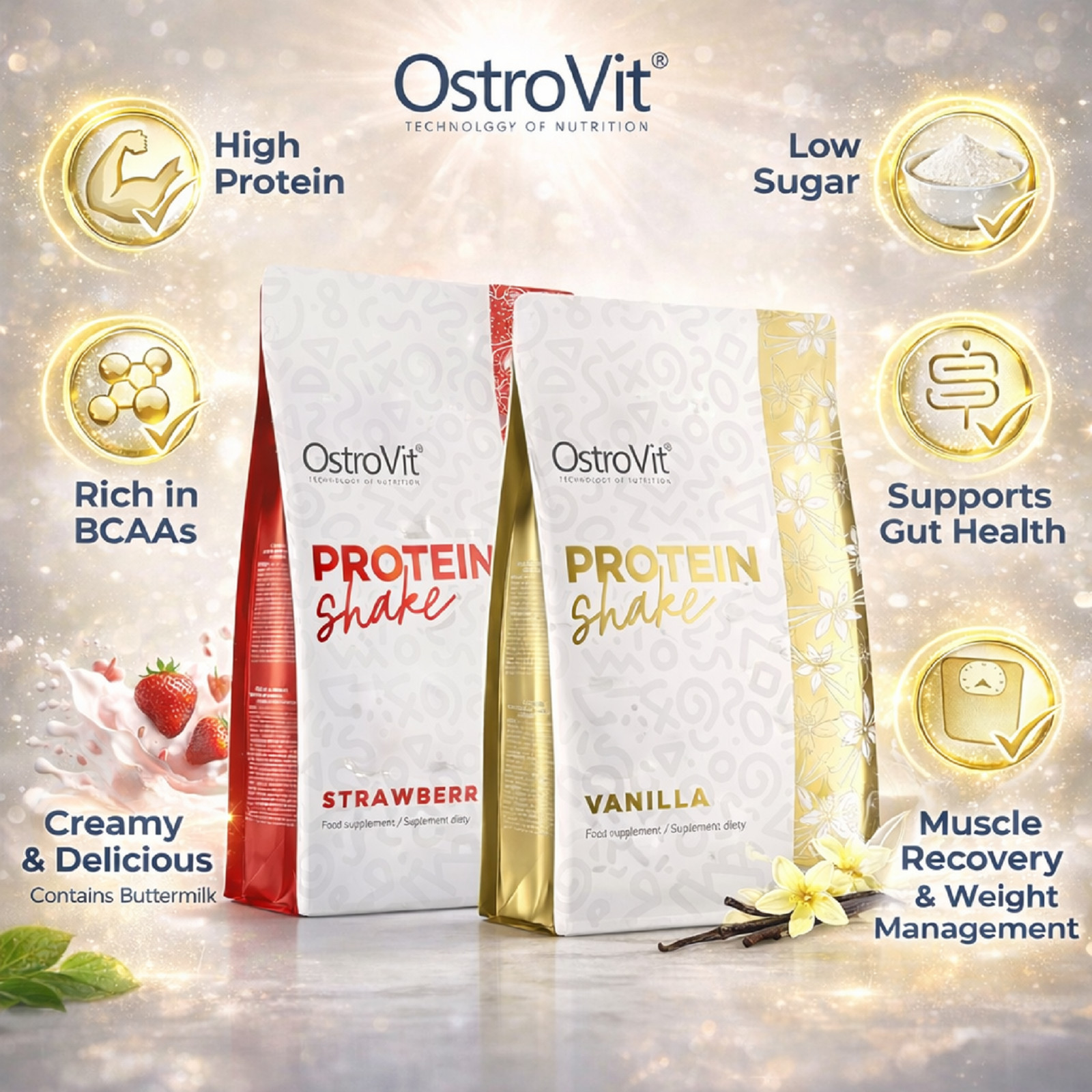 PROTEIN SHAKE 700 G -High protein, No sugar, Creamy consistency, Low fat content