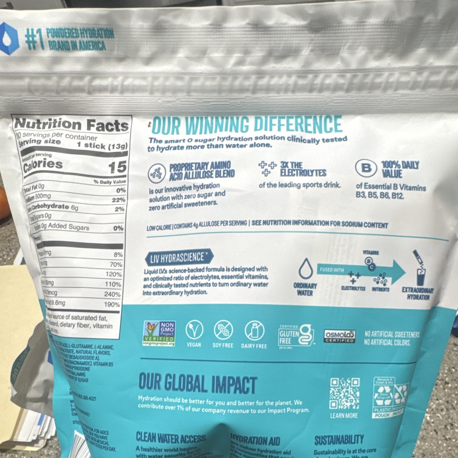 Liquid I.V. Hydration Multiplier Sugar-Free Raspberry Lemonade 30 Sticks Vegan