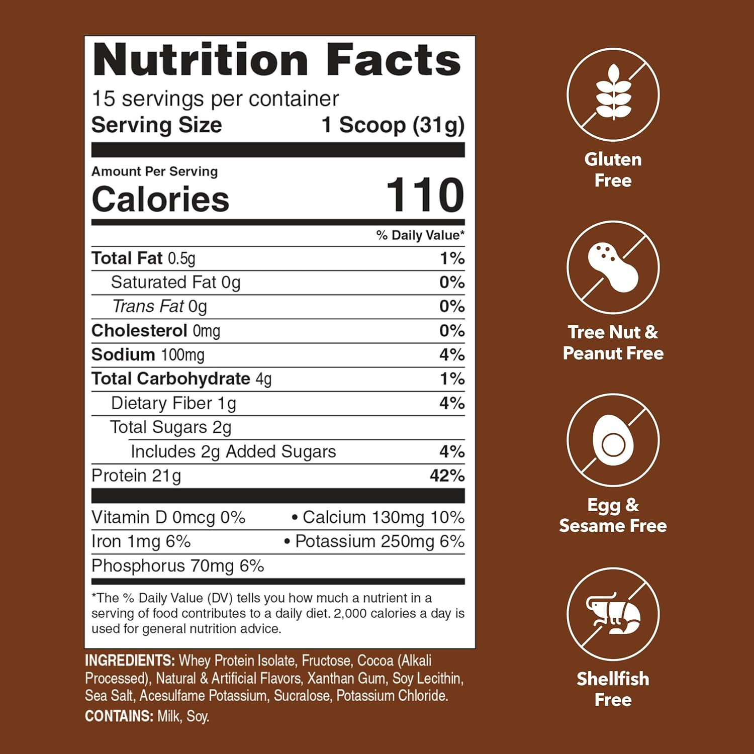 Whey Protein Powder | Chocolate Protein Powder | 21G 100% Whey Isolate Protein P