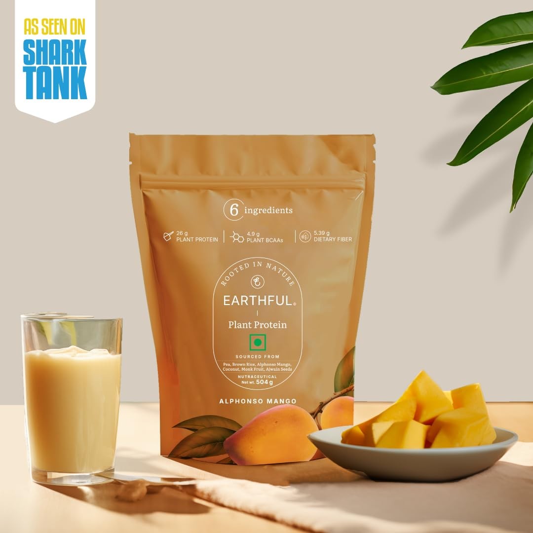 Earthful Plant Protein Mango Vegan Pea Brown Rice Protein 504g