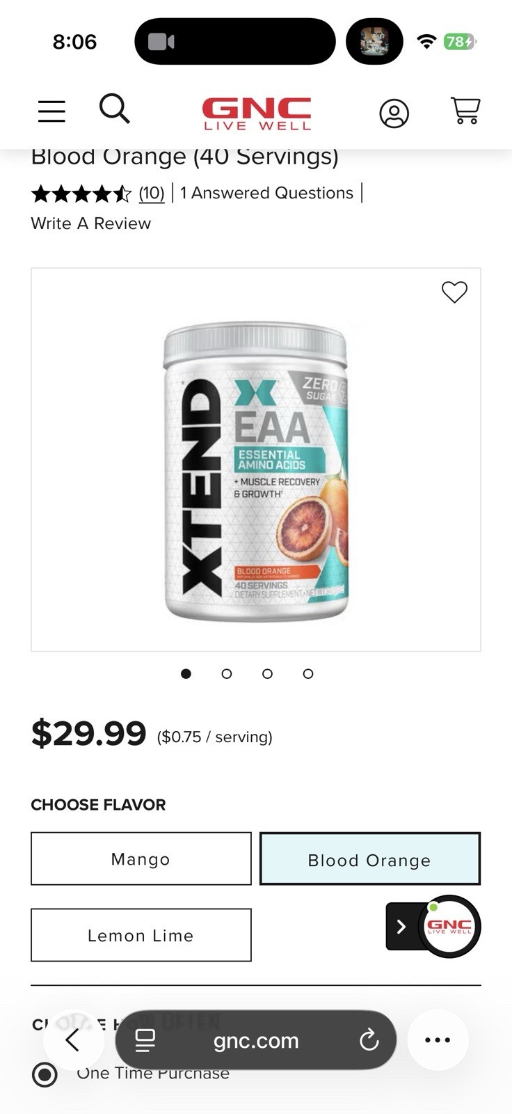 XTEND EAA Blood Orange Zero Sugar Electrolyte Powder 40 Servings