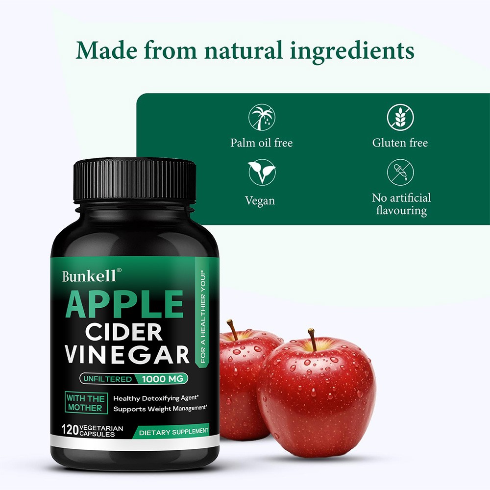 Apple Cider Vinegar Capsules 1000mg Supports Digestive Health 30-120 Pills Vegan