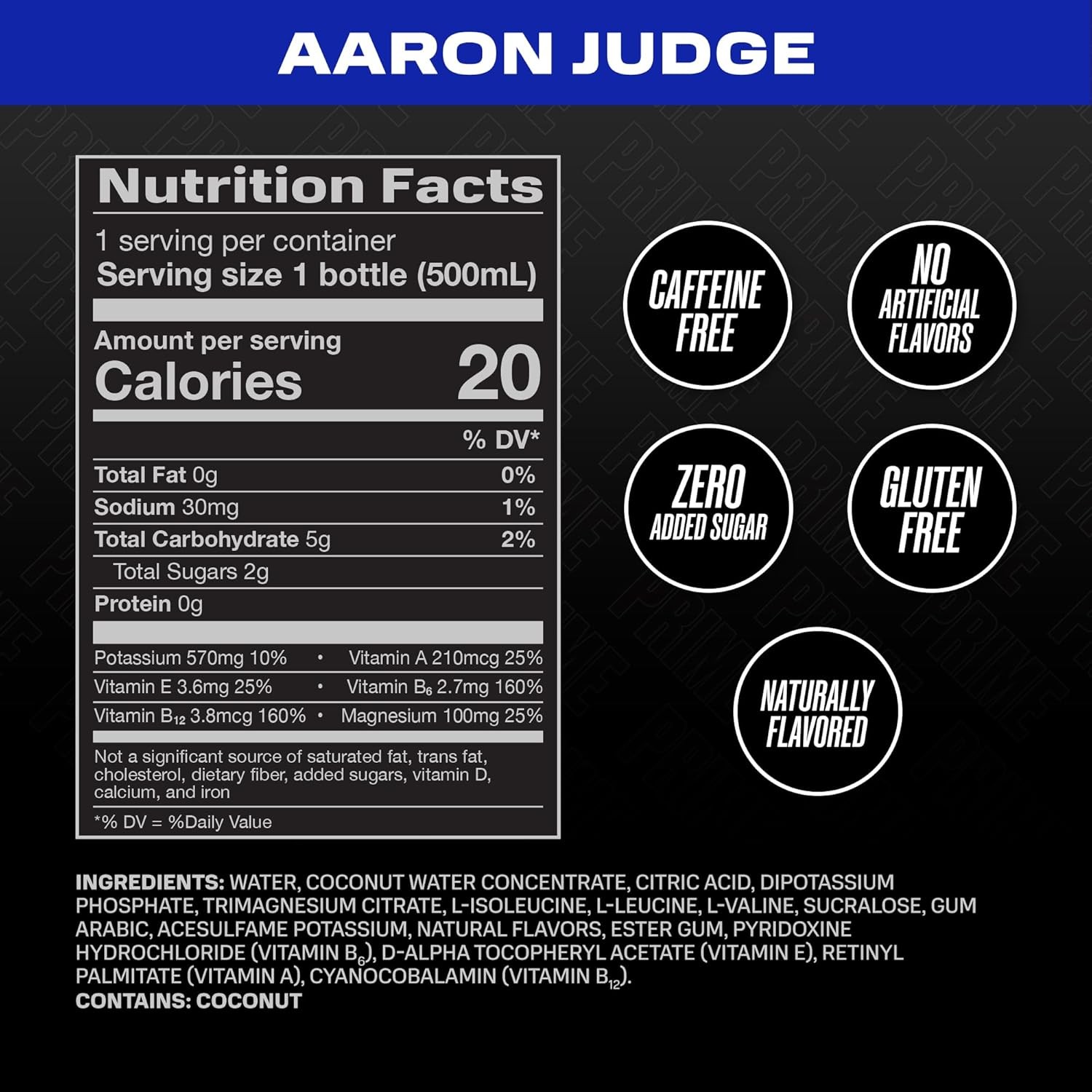 PRIME Hydration Aaron Judge, Sports Drinks, Electrolyte Enhanced for…