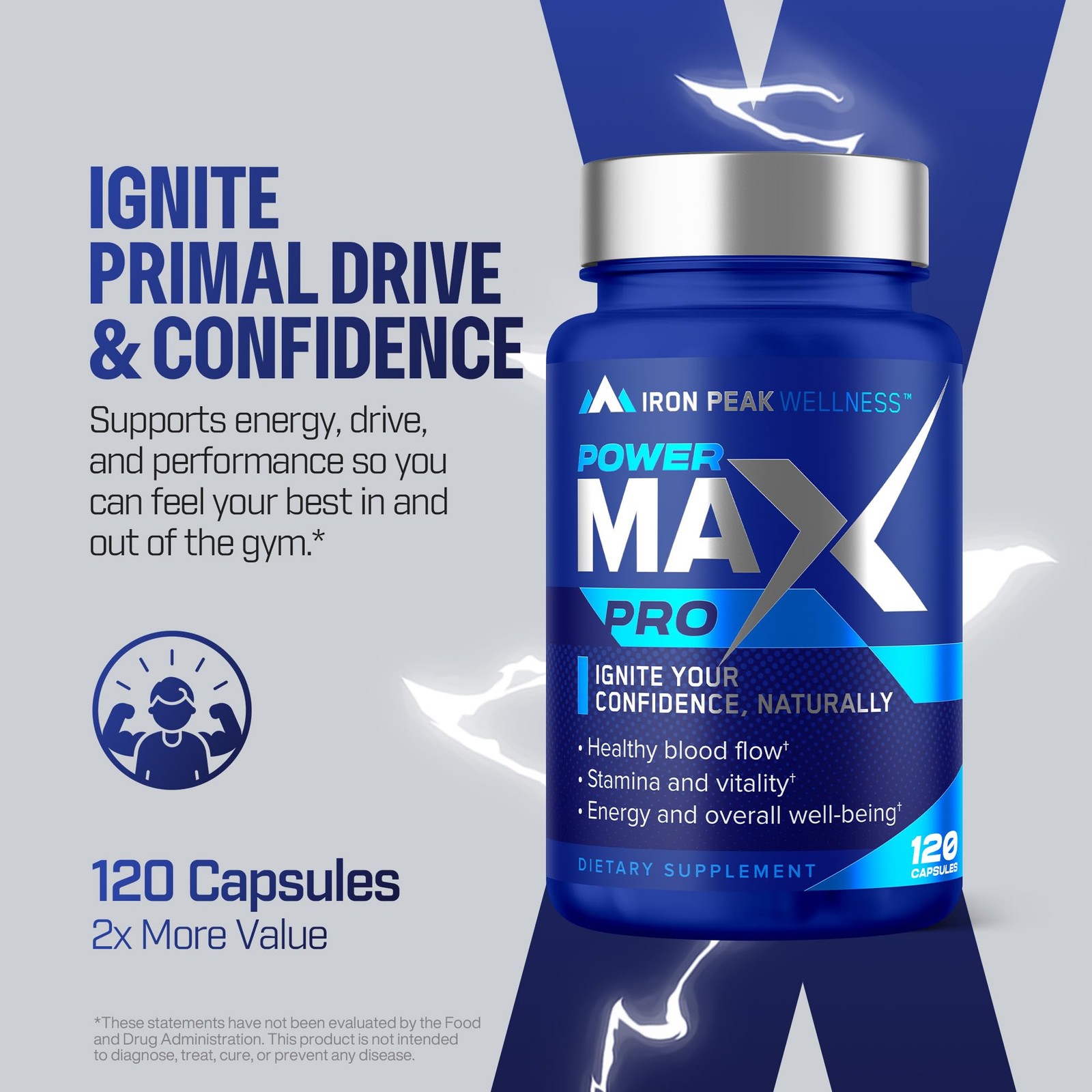 Testosterone Booster Pills for Men – Male 120 Count (Pack of 1), Blue