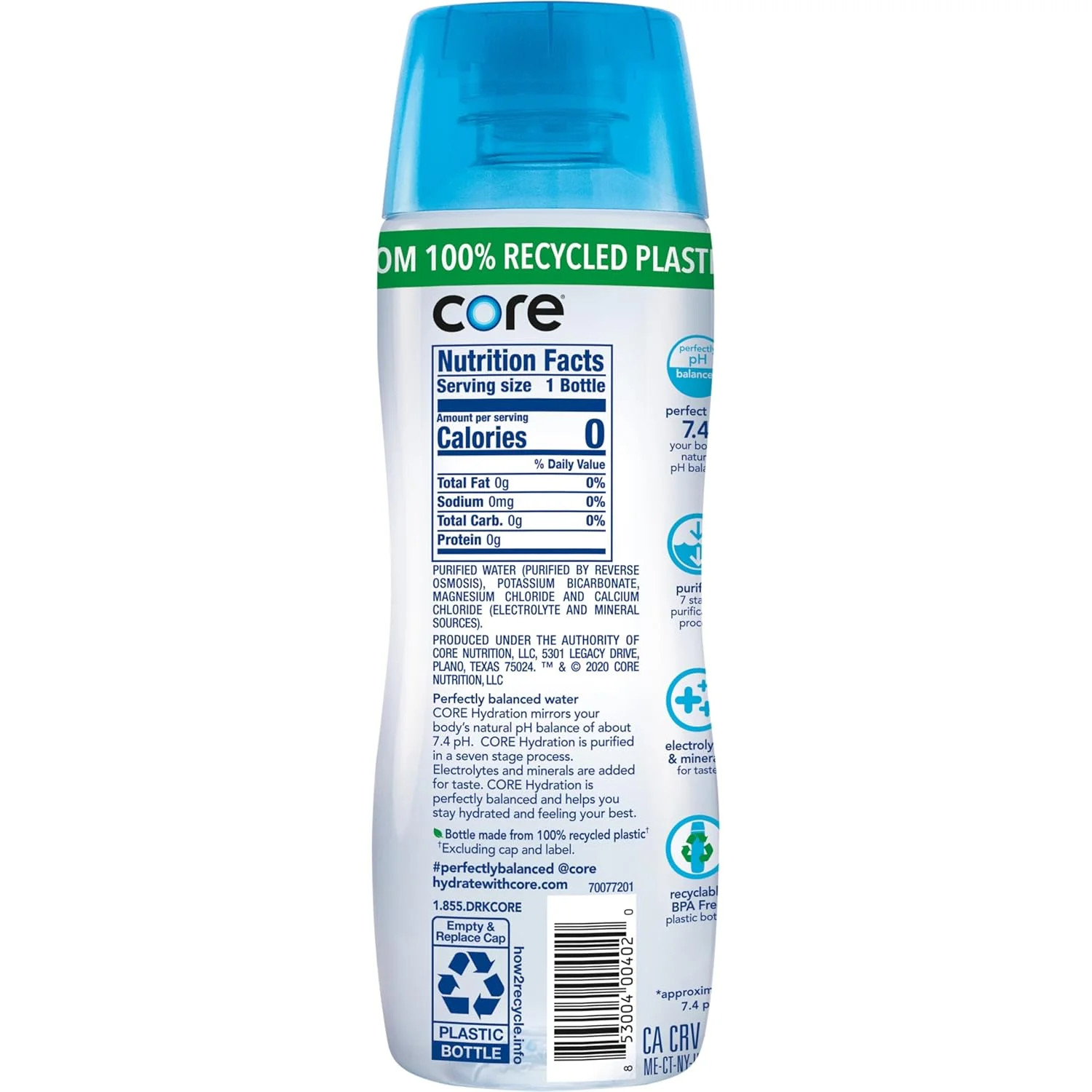CORE Hydration Perfect pH 7.4 Enhanced Water 20 oz 24 Pack