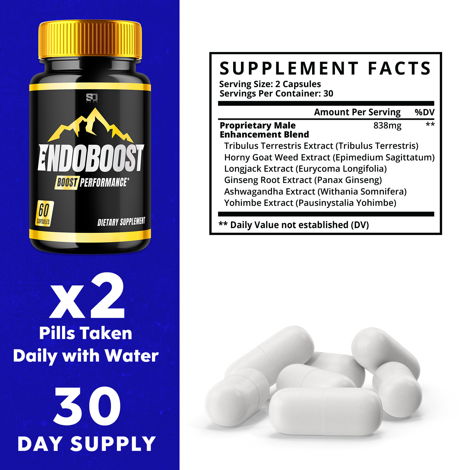 (5 Pack) Endoboost Men Supplement , Endo Boost Male Health Pills (300 Capsules)