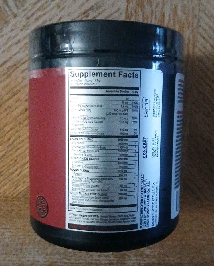1CT: ZOA+ Zero Sugar PRE-WORKOUT! Powder “Cherry-Lime” NSF-CERTIFIED SPORT 13oz