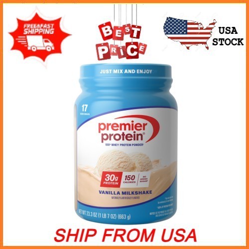 NEW Premier Protein 100% Whey Protein Powder Vanilla Milkshake 30g Protein 23 oz