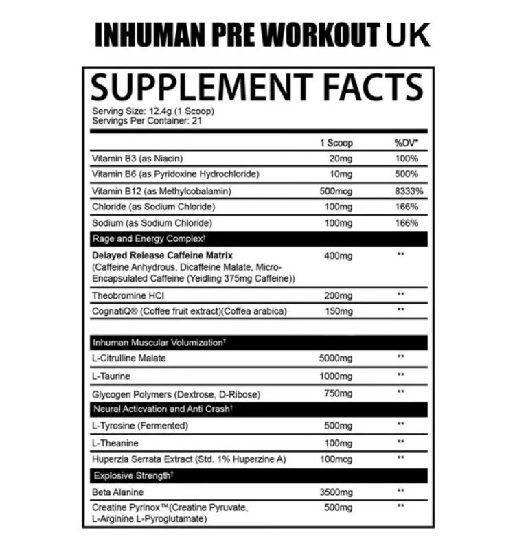 AFTERDARK INHUMAN PRE-WORKOUT V2 ENERGY PUMP PARADISE PUNCH EXP: 05-2026