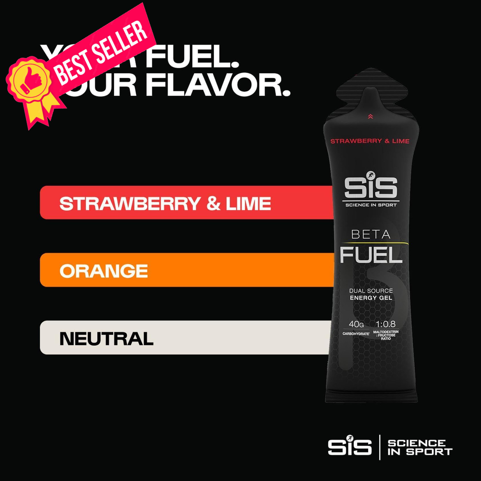 Science in Sport BETA Fuel Gel – 2.03 Fl Oz (Pack of 30), Strawberry/Lime