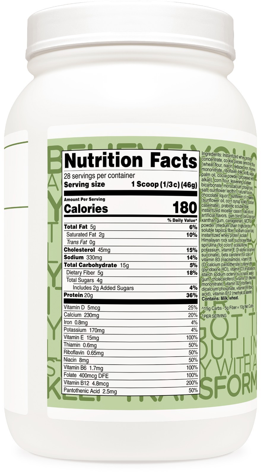 TransformHQ Meal Replacement Shake Powder 28 Servings (Mint Chocolate Chip)