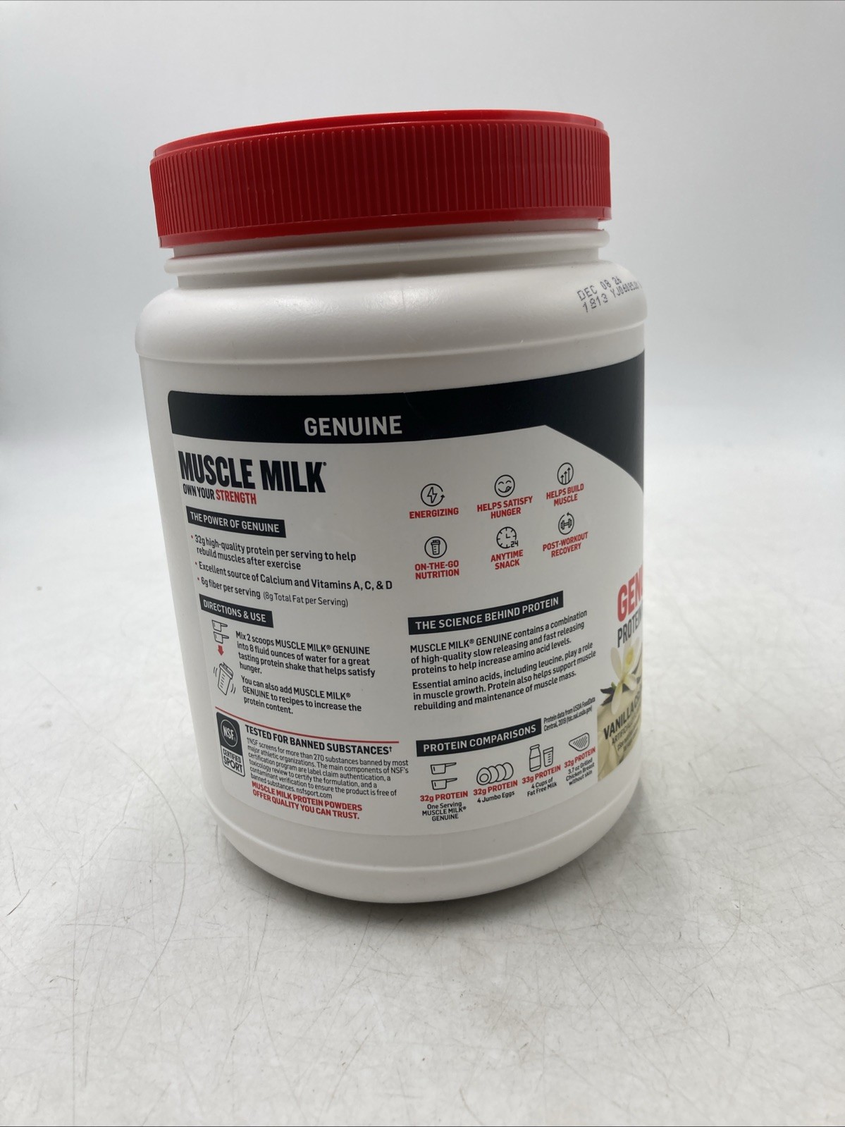 Muscle Milk Genuine Protein Powder, Vanilla Crème, EXP 08/26