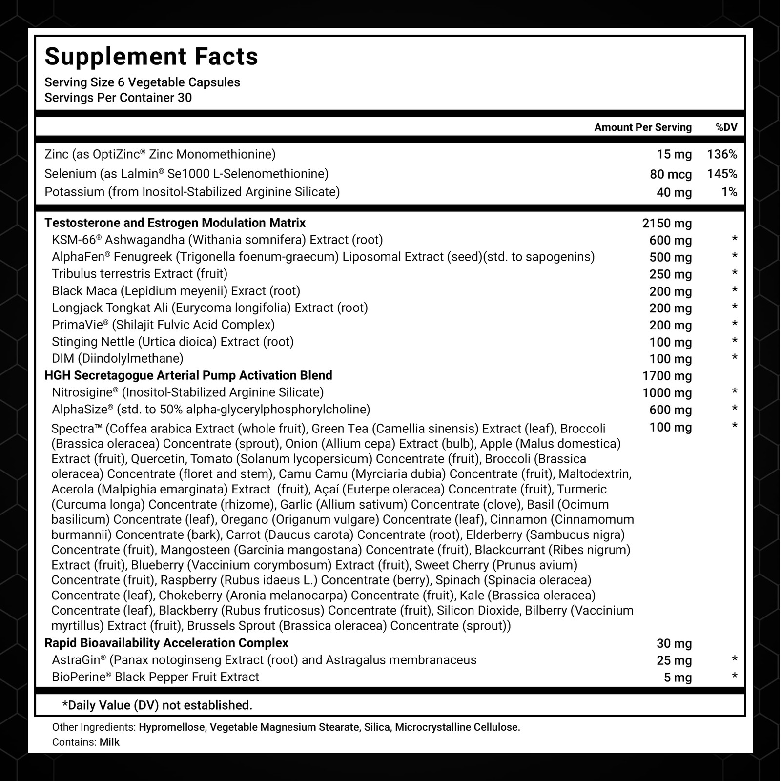 Force Factor Alpha King Immortal Total Hormone Support Testosterone Booster For