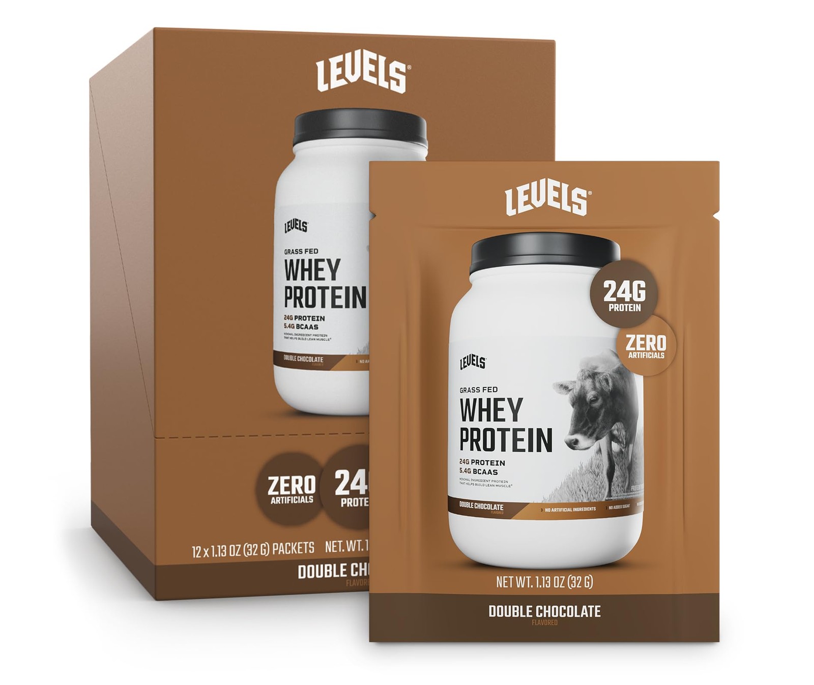 Levels Grass Fed Whey Protein Powder No Artificials 24G of Protein Double Cho…