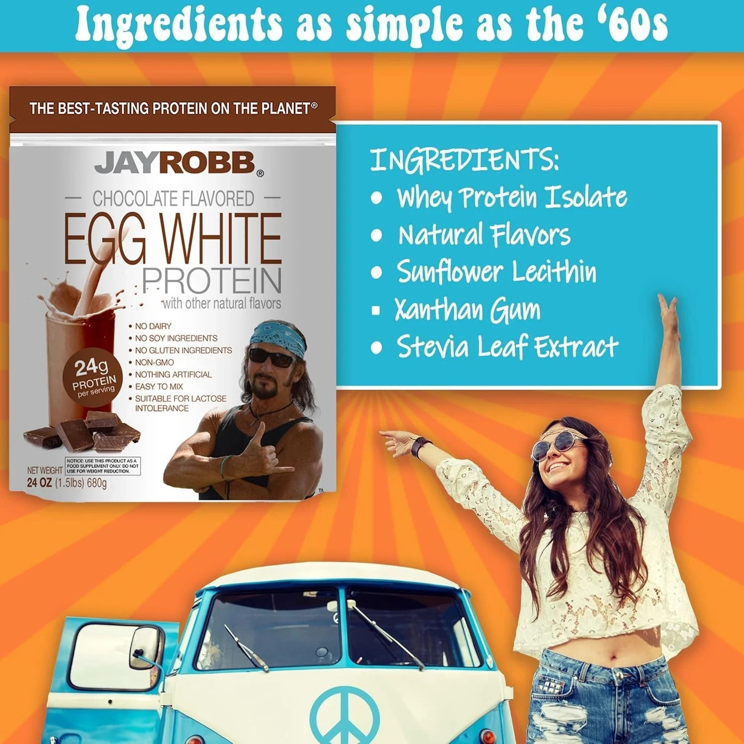 JAYROBB Chocolate Egg White Protein Powder Low Carb Keto Vegetarian Gluten Fr…