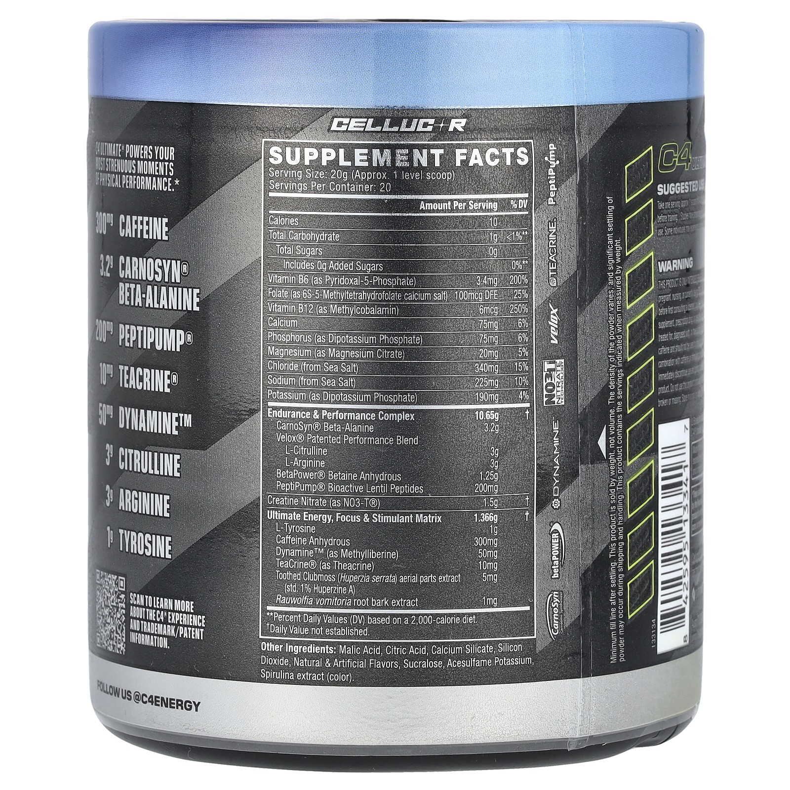 C4 Ultimate, Pre-Workout, Icy Blue Razz, 14.1 oz (400 g)