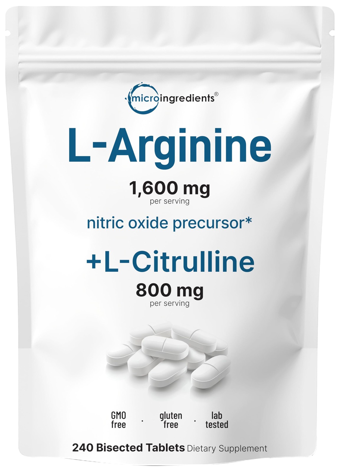 L-Arginine 1,600mg Nitric Oxide Supplement for Men with L-Citrulline, 240 Bis…