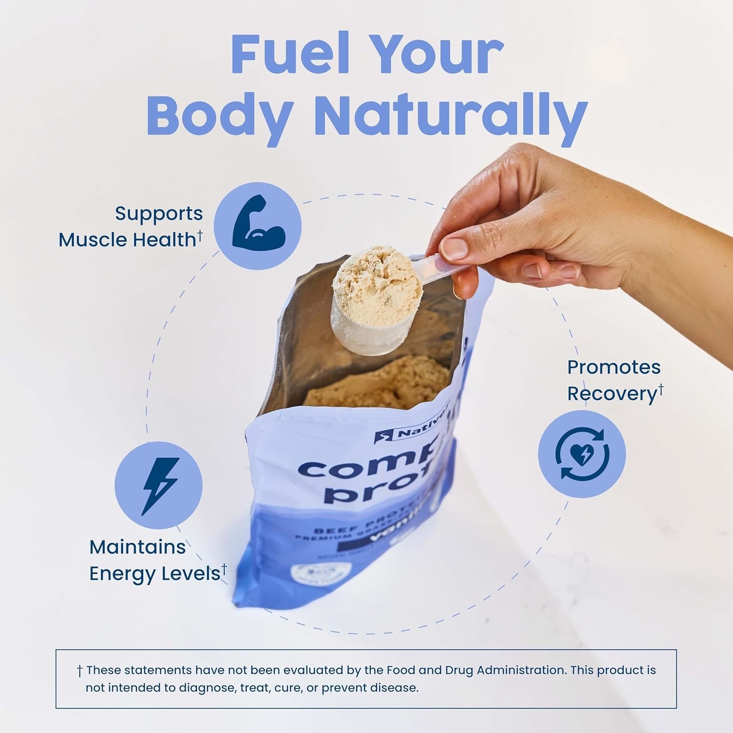 20g Grass-Fed Beef Protein Powder, Vanilla – 30 Servings, Dairy-Free