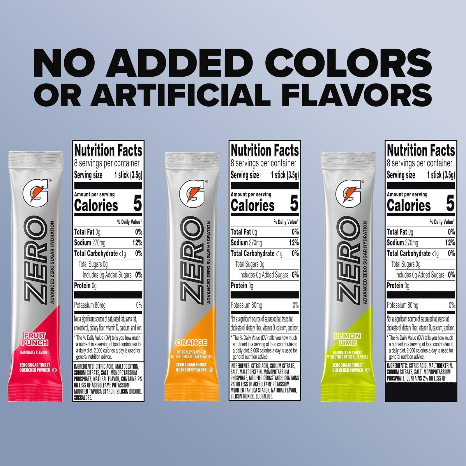Gatorade Zero Sugar Powder – Electrolyte Drink Mix, 32 Servings