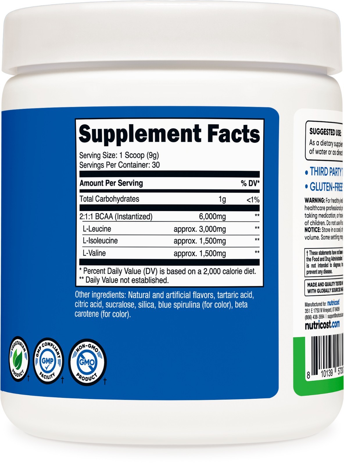 Nutricost BCAA 2:1:1 Powder (Green Apple) 30 Servings – 6G Per Serving