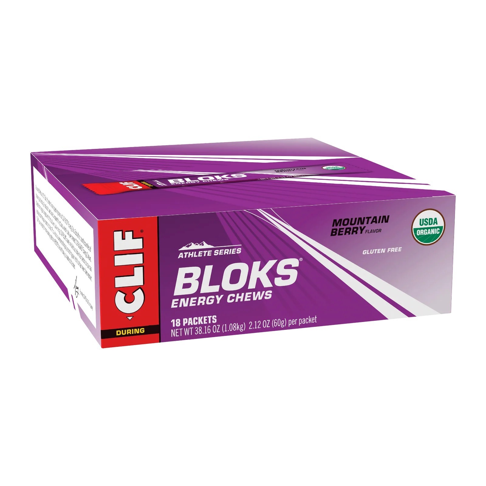 New CLIF Bloks Energy Chews Mountain Berry 18 Bars x 60g