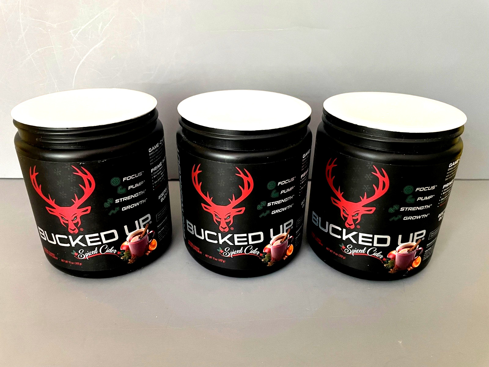 X3) BUCKED UP Pre Workout (30 Servings) EXP 11/27 SPICED CIDER